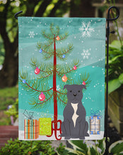 Load image into Gallery viewer, Merry Christmas Tree Staffordshire Bull Terrier Blue Garden Flag - Outdoor Decorative Yard Flag BB4171GF