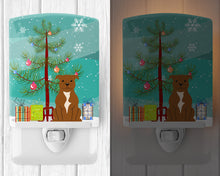 Load image into Gallery viewer, Merry Christmas Tree Staffordshire Bull Terrier Brown Ceramic Night Light BB4172CNL