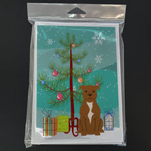 Load image into Gallery viewer, Merry Christmas Tree Staffordshire Bull Terrier Brown Greeting Cards Pack of 8