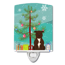 Load image into Gallery viewer, Merry Christmas Tree Staffordshire Bull Terrier Chocolate Ceramic Night Light BB4173CNL