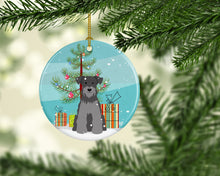 Load image into Gallery viewer, Merry Christmas Tree Miniature Schanuzer Black Silver Ornament - Round Ceramic Ornament – Artist-Designed Keepsake Decoration BB4177CO1