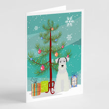 Load image into Gallery viewer, Merry Christmas Tree Miniature Schnauzer White Greeting Cards Pack of 8