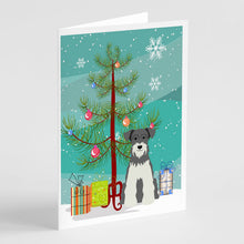 Load image into Gallery viewer, Merry Christmas Tree Miniature Schnauzer Salt and Pepper Greeting Cards Pack of 8