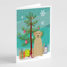 Load image into Gallery viewer, Merry Christmas Tree Yellow Labrador Greeting Cards Pack of 8