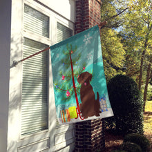 Load image into Gallery viewer, Merry Christmas Tree Chocolate Labrador Flag Canvas House Size BB4181CHF