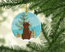 Load image into Gallery viewer, Merry Christmas Tree Chocolate Labrador Ornament - Round Ceramic Ornament – Artist-Designed Keepsake Decoration BB4181CO1