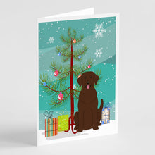 Load image into Gallery viewer, Merry Christmas Tree Chocolate Labrador Greeting Cards Pack of 8