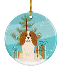 Load image into Gallery viewer, Merry Christmas Tree Cavalier Spaniel Ornament - Round Ceramic Ornament – Artist-Designed Keepsake Decoration BB4183CO1