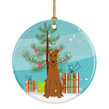 Load image into Gallery viewer, Merry Christmas Tree Irish Terrier Ornament - Round Ceramic Ornament – Artist-Designed Keepsake Decoration BB4187CO1
