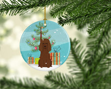 Load image into Gallery viewer, Merry Christmas Tree Irish Water Spaniel Ornament - Round Ceramic Ornament – Artist-Designed Keepsake Decoration BB4188CO1