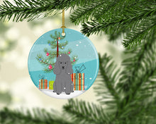 Load image into Gallery viewer, Merry Christmas Tree Poodle Silver Ornament - Round Ceramic Ornament – Artist-Designed Keepsake Decoration BB4193CO1