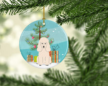 Load image into Gallery viewer, Merry Christmas Tree Poodle White Ornament - Round Ceramic Ornament – Artist-Designed Keepsake Decoration BB4195CO1