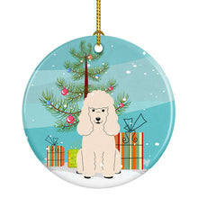 Load image into Gallery viewer, Merry Christmas Tree Poodle White Ornament - Round Ceramic Ornament – Artist-Designed Keepsake Decoration BB4195CO1