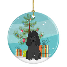 Load image into Gallery viewer, Merry Christmas Tree Poodle Black Ornament - Round Ceramic Ornament – Artist-Designed Keepsake Decoration BB4196CO1