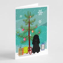 Load image into Gallery viewer, Merry Christmas Tree Poodle Black Greeting Cards Pack of 8