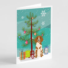 Load image into Gallery viewer, Merry Christmas Tree Brittany Spaniel Greeting Cards Pack of 8