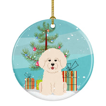 Load image into Gallery viewer, Merry Christmas Tree Bichon Frise Ornament - Round Ceramic Ornament – Artist-Designed Keepsake Decoration BB4200CO1