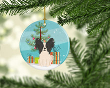 Load image into Gallery viewer, Merry Christmas Tree Papillon Black White Ornament - Round Ceramic Ornament – Artist-Designed Keepsake Decoration BB4201CO1