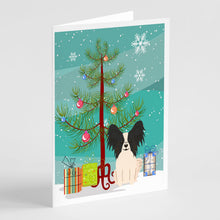Load image into Gallery viewer, Merry Christmas Tree Papillon Black White Greeting Cards Pack of 8