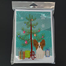 Load image into Gallery viewer, Merry Christmas Tree Papillon Red White Greeting Cards Pack of 8