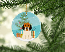 Load image into Gallery viewer, Merry Christmas Tree Petit Basset Griffon Veenden Ornament - Round Ceramic Ornament – Artist-Designed Keepsake Decoration BB4204CO1