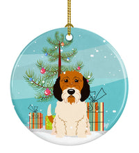 Load image into Gallery viewer, Merry Christmas Tree Petit Basset Griffon Veenden Ornament - Round Ceramic Ornament – Artist-Designed Keepsake Decoration BB4204CO1