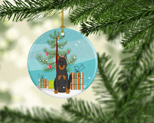 Load image into Gallery viewer, Merry Christmas Tree Beauce Shepherd Dog Ornament - Round Ceramic Ornament – Artist-Designed Keepsake Decoration BB4205CO1