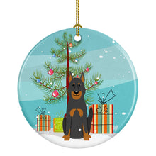 Load image into Gallery viewer, Merry Christmas Tree Beauce Shepherd Dog Ornament - Round Ceramic Ornament – Artist-Designed Keepsake Decoration BB4205CO1