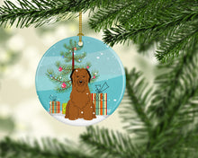Load image into Gallery viewer, Merry Christmas Tree Briard Brown Ornament - Round Ceramic Ornament – Artist-Designed Keepsake Decoration BB4207CO1