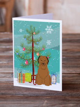 Load image into Gallery viewer, Merry Christmas Tree Briard Brown Greeting Cards Pack of 8
