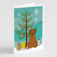 Load image into Gallery viewer, Merry Christmas Tree Briard Brown Greeting Cards Pack of 8