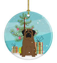 Load image into Gallery viewer, Merry Christmas Tree Bullmastiff Ornament - Round Ceramic Ornament – Artist-Designed Keepsake Decoration BB4209CO1