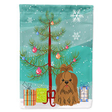 Load image into Gallery viewer, Merry Christmas Tree Shih Tzu Silver Chocolate Flag Canvas House Size BB4211CHF