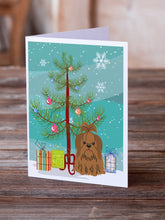 Load image into Gallery viewer, Merry Christmas Tree Shih Tzu Silver Chocolate Greeting Cards Pack of 8
