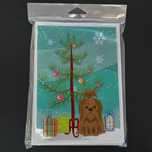 Load image into Gallery viewer, Merry Christmas Tree Shih Tzu Silver Chocolate Greeting Cards Pack of 8