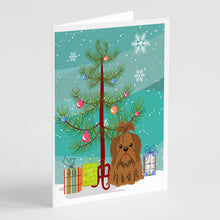 Load image into Gallery viewer, Merry Christmas Tree Shih Tzu Silver Chocolate Greeting Cards Pack of 8