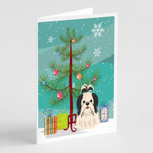 Load image into Gallery viewer, Merry Christmas Tree Shih Tzu Black White Greeting Cards Pack of 8