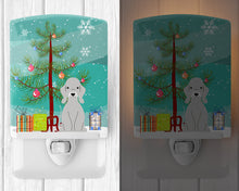 Load image into Gallery viewer, Merry Christmas Tree Bedlington Terrier Blue Ceramic Night Light BB4215CNL