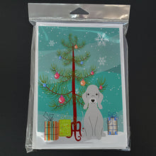 Load image into Gallery viewer, Merry Christmas Tree Bedlington Terrier Blue Greeting Cards Pack of 8