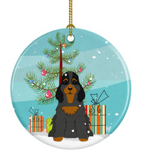 Load image into Gallery viewer, Merry Christmas Tree Cocker Spaniel Black Tan Ornament - Round Ceramic Ornament – Artist-Designed Keepsake Decoration BB4218CO1