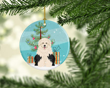 Load image into Gallery viewer, Merry Christmas Tree Old English Sheepdog Ornament - Round Ceramic Ornament – Artist-Designed Keepsake Decoration BB4221CO1