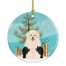 Load image into Gallery viewer, Merry Christmas Tree Old English Sheepdog Ornament - Round Ceramic Ornament – Artist-Designed Keepsake Decoration BB4221CO1
