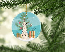 Load image into Gallery viewer, Merry Christmas Tree Dalmatian Ornament - Round Ceramic Ornament – Artist-Designed Keepsake Decoration BB4222CO1