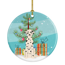 Load image into Gallery viewer, Merry Christmas Tree Dalmatian Ornament - Round Ceramic Ornament – Artist-Designed Keepsake Decoration BB4222CO1