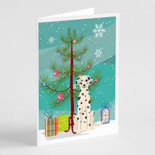 Load image into Gallery viewer, Merry Christmas Tree Dalmatian Greeting Cards Pack of 8