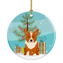 Load image into Gallery viewer, Merry Christmas Tree Corgi Ornament - Round Ceramic Ornament – Artist-Designed Keepsake Decoration BB4225CO1