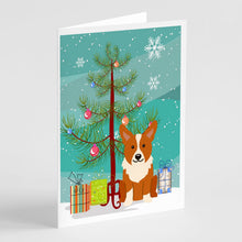 Load image into Gallery viewer, Merry Christmas Tree Corgi Greeting Cards Pack of 8