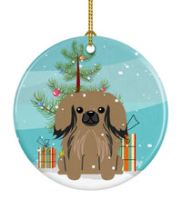 Load image into Gallery viewer, Merry Christmas Tree Pekingnese Tan Ornament - Round Ceramic Ornament – Artist-Designed Keepsake Decoration BB4227CO1