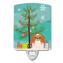 Load image into Gallery viewer, Merry Christmas Tree Pekingnese Red White Ceramic Night Light BB4228CNL
