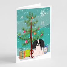 Load image into Gallery viewer, Merry Christmas Tree Pekingese Black White Greeting Cards Pack of 8